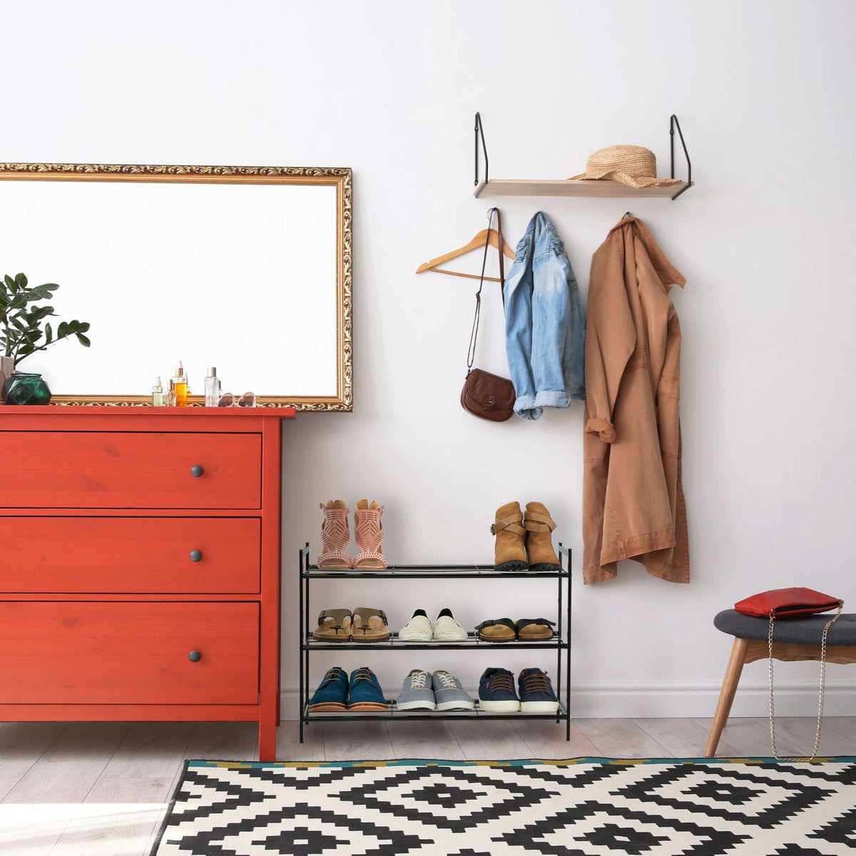 Shoe shelf stackable 3 shelves