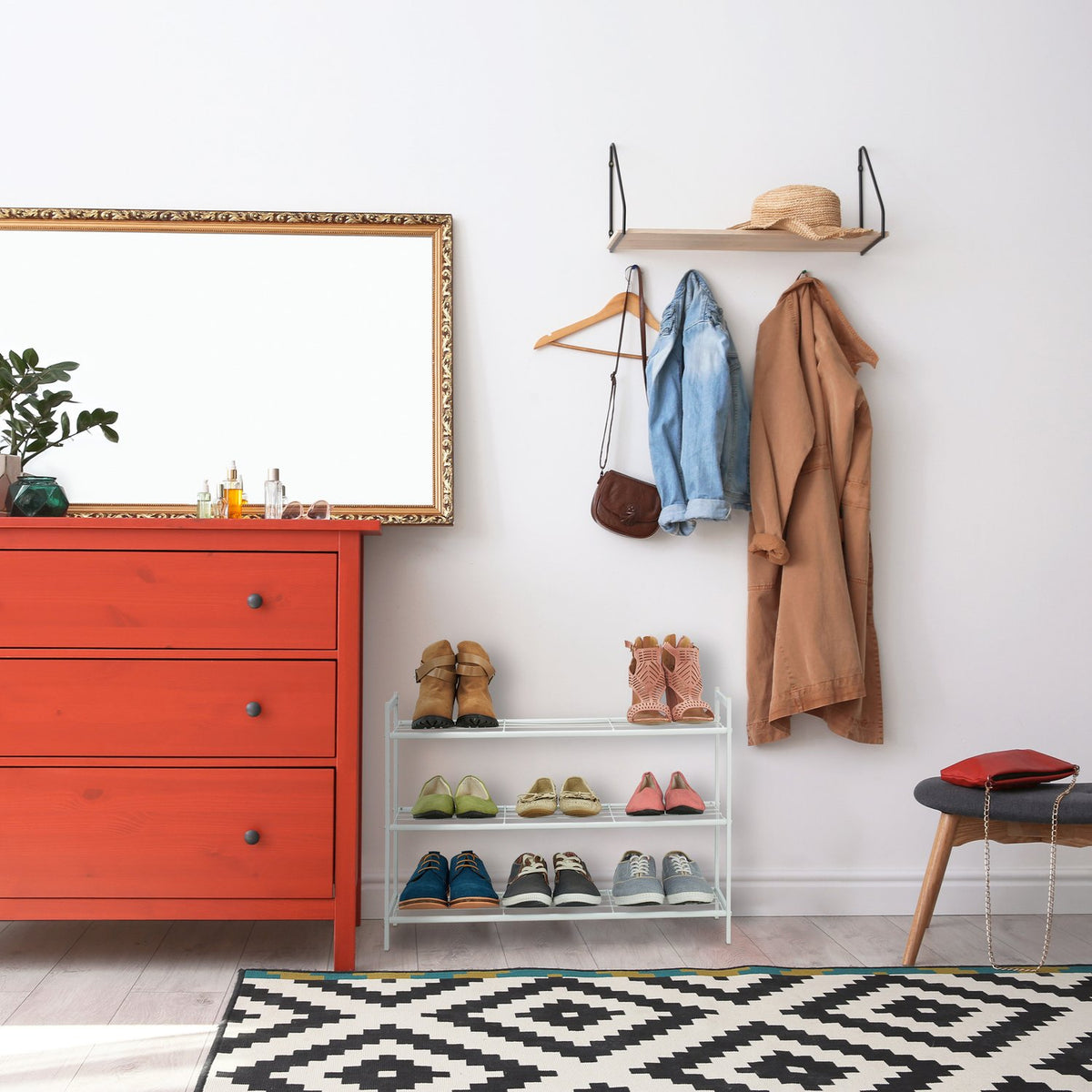 Shoe shelf stackable 3 shelves