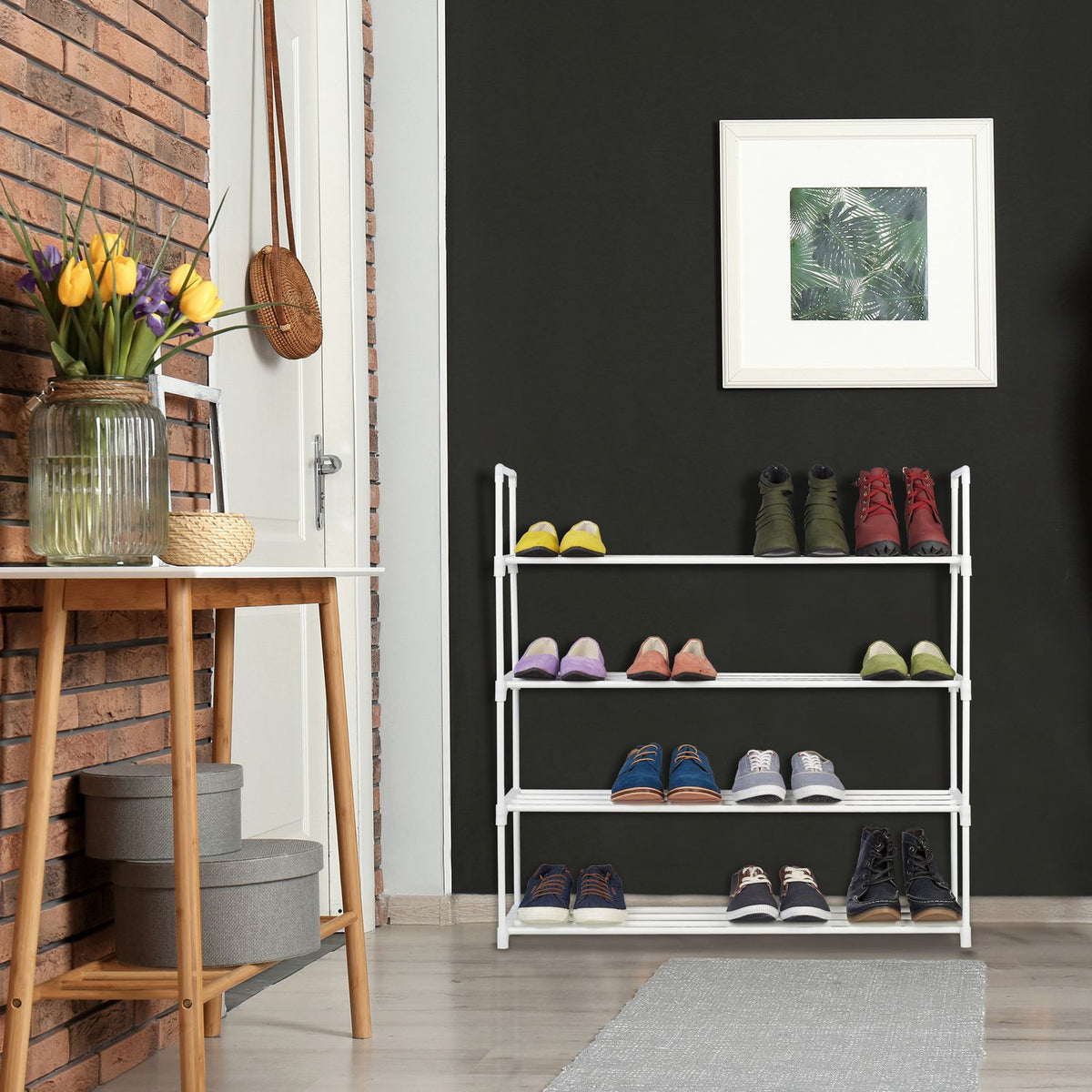 Shoe shelf white, in metal