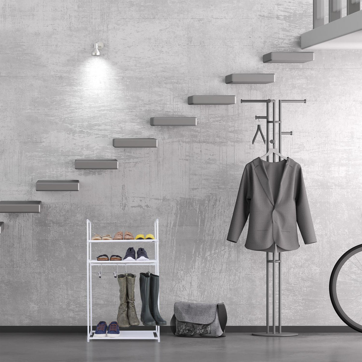 Shoe shelf with 3 shelves & boot hanger