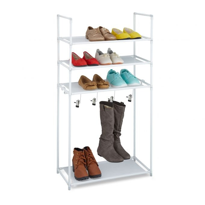Shoe shelf with boot hanger