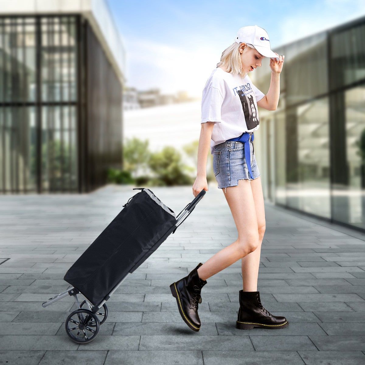 Shopping Trolley Cart, Foldable 32.8L, 35kg, 2 Wheels