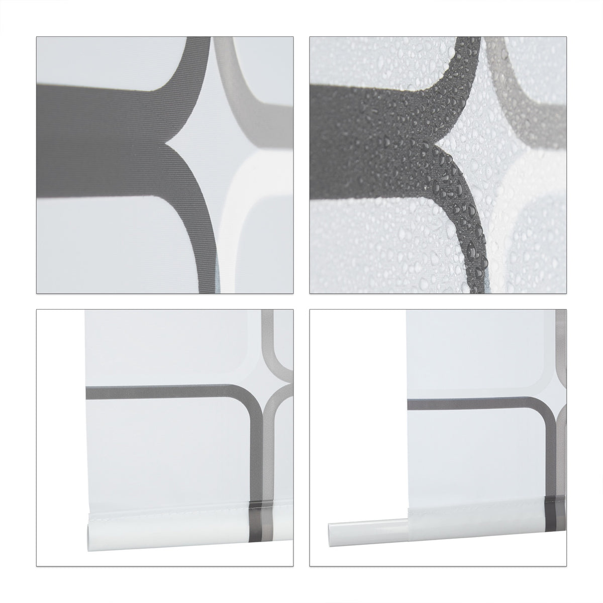 Shower Roller Blind, Water-Repellent, Retro Tile Design