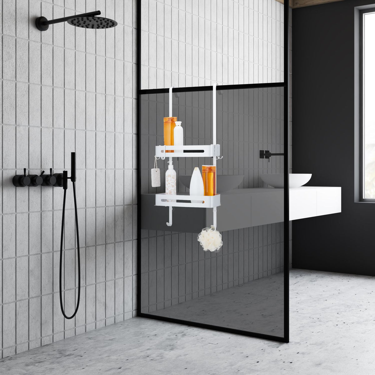 Shower tray to hang up