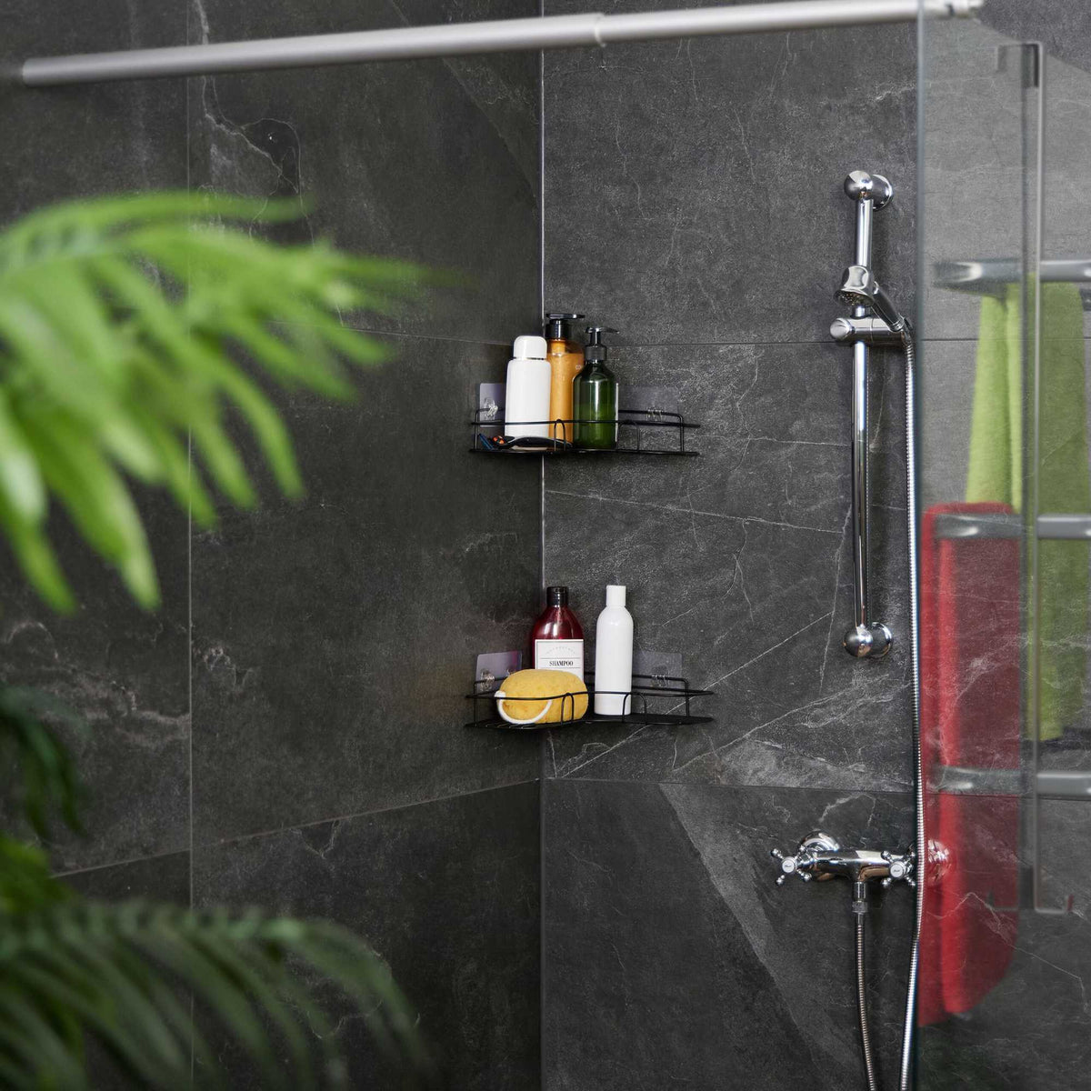 Shower tray without drilling, set of 2