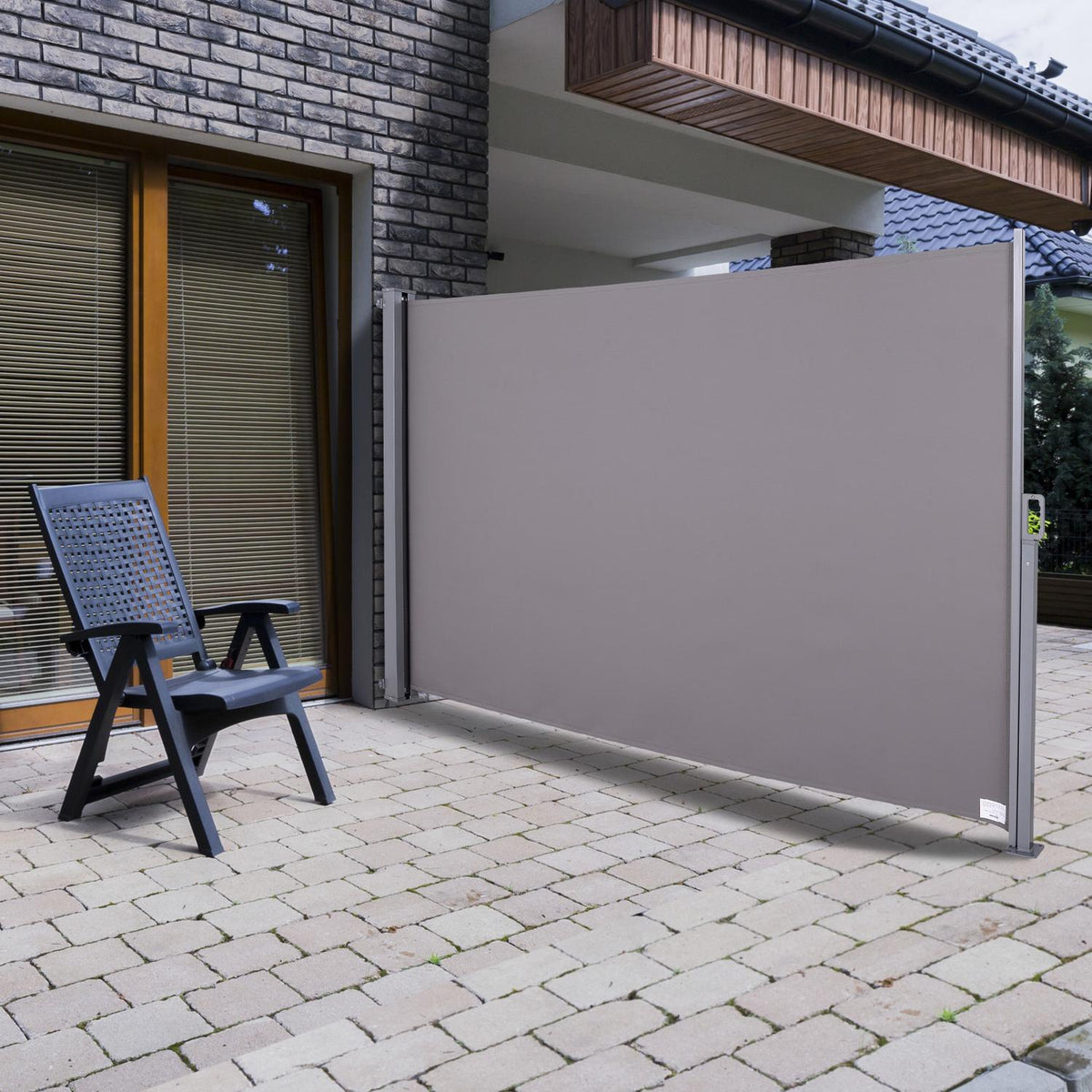 Side Awning, Privacy And Sun Protection, Side Blind, Polyester, Grey, 3 X 1.6 M