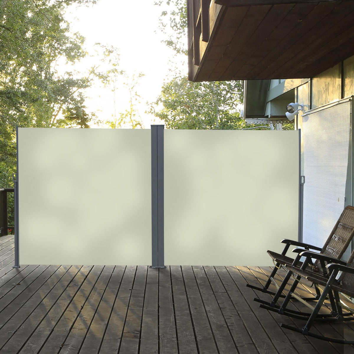 Side Awning Privacy And Sun Protection, Side Roller Blind, Uv Protection, Polyester, Cream, 600X160Cm