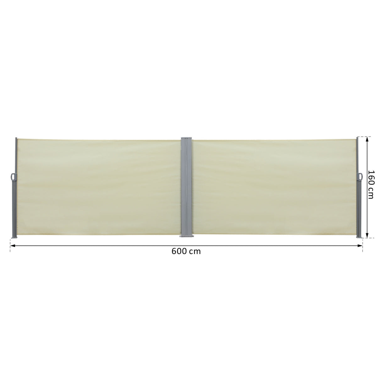 Side Awning Privacy And Sun Protection, Side Roller Blind, Uv Protection, Polyester, Cream, 600X160Cm
