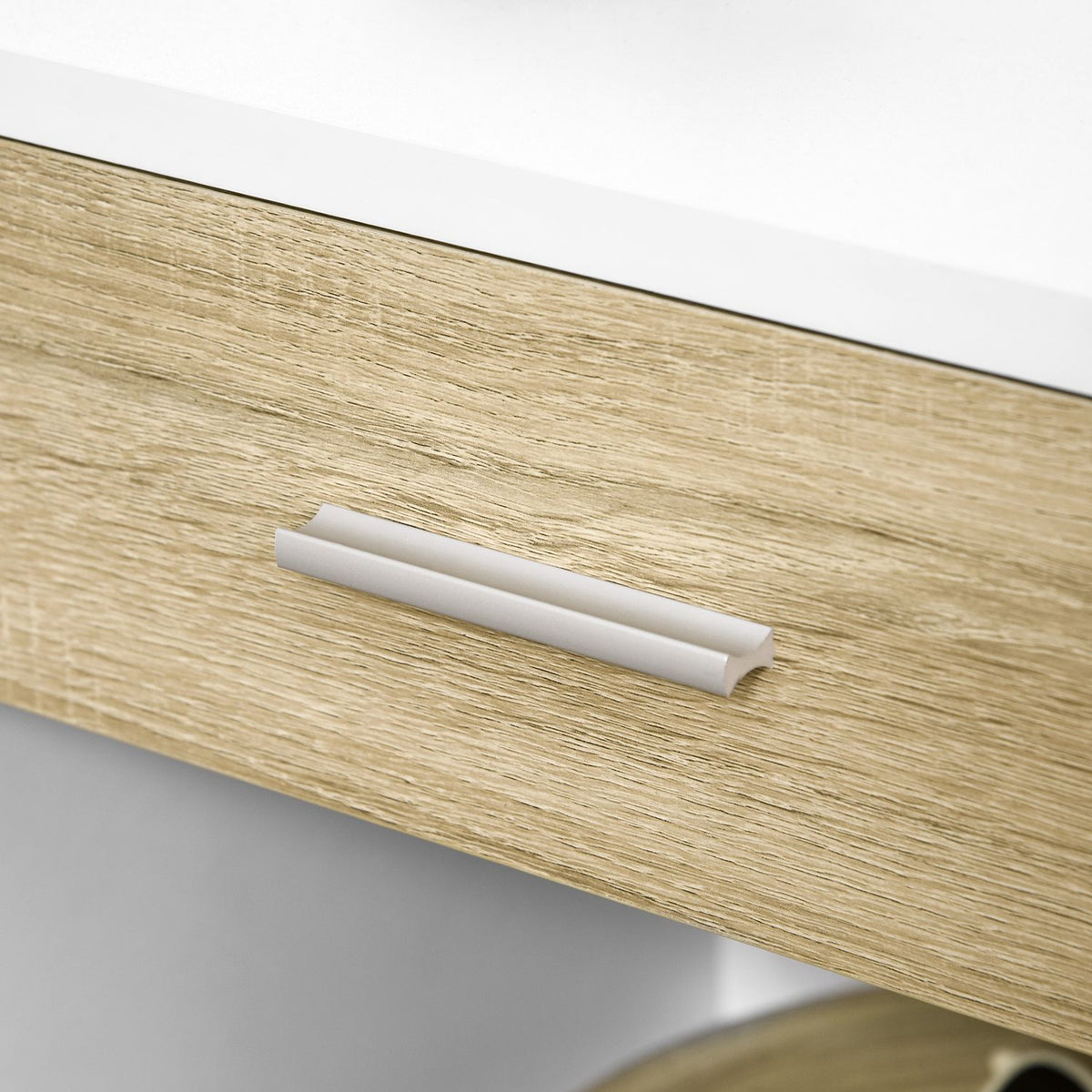 Side Table, Bedside Table, Night Dresser With Drawer, Open Compartment, 47.5X40X45Cm, White