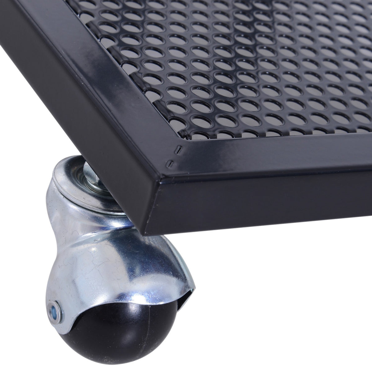 Side Table C-Shape Rollable Trolley, Serving Trolley, Side Table, Wood + Metal, Black + Walnut, 51X36X65 Cm