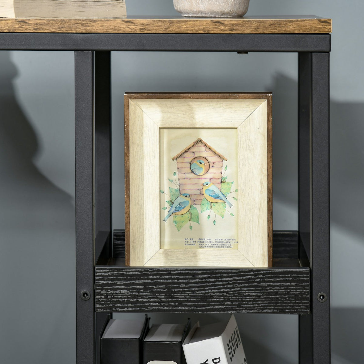 Side Table Coffee Table with Wheels Shelf Industrial Style Coffee Table for Living Room Bedroom Dark Brown 51 x 33 x 66 cm