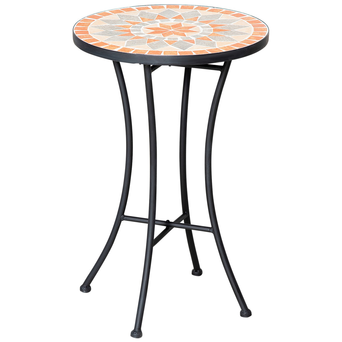 Side Table Garden Table Flower Stool Ø35.5 Cm Round Weatherproof For Garden Terraces Balcony Yellow + Gray