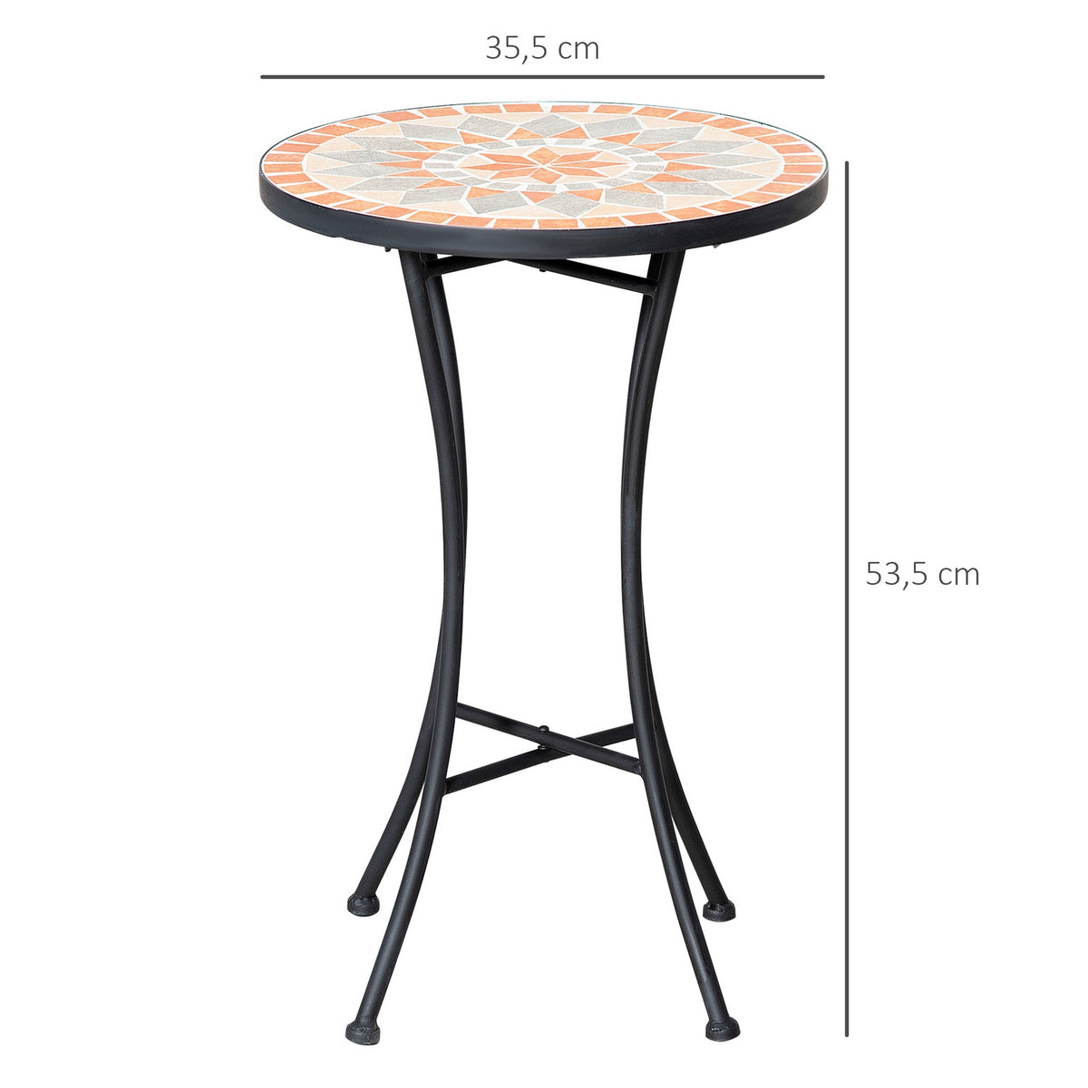 Side Table Garden Table Flower Stool Ø35.5 Cm Round Weatherproof For Garden Terraces Balcony Yellow + Gray