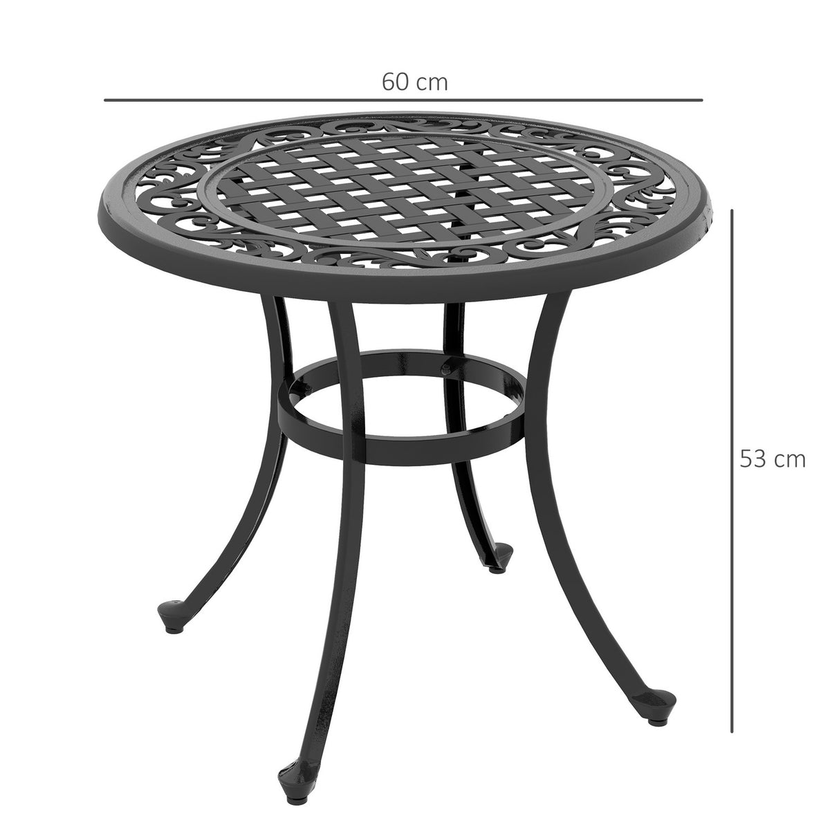 Side Table, Garden Table, Patio Table With Aluminum Frame, Coffee Table Can Hold Up To 50 Kg For Garden, Balcony, Black, 60 X 60 X 53 Cm