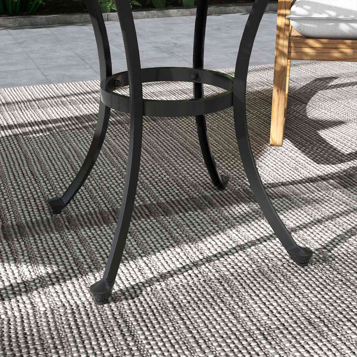Side Table, Garden Table, Patio Table With Aluminum Frame, Coffee Table Can Hold Up To 50 Kg For Garden, Balcony, Black, 60 X 60 X 53 Cm
