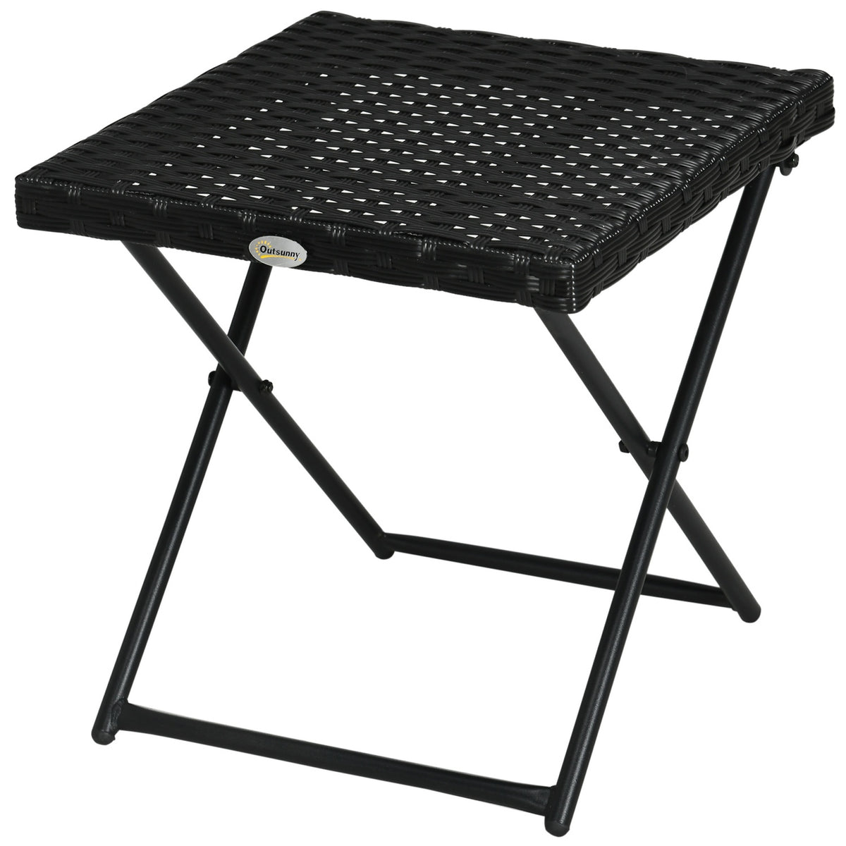 Side Table Made Of Polyrattan Folding Garden Table Coffee Table Balcony Table Metal Black 40 X 40 X 40 Cm