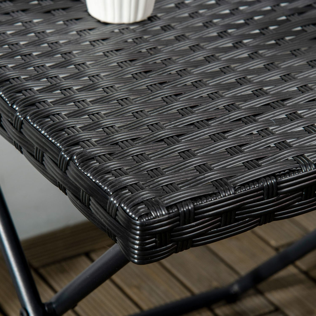 Side Table Made Of Polyrattan Folding Garden Table Coffee Table Balcony Table Metal Black 40 X 40 X 40 Cm