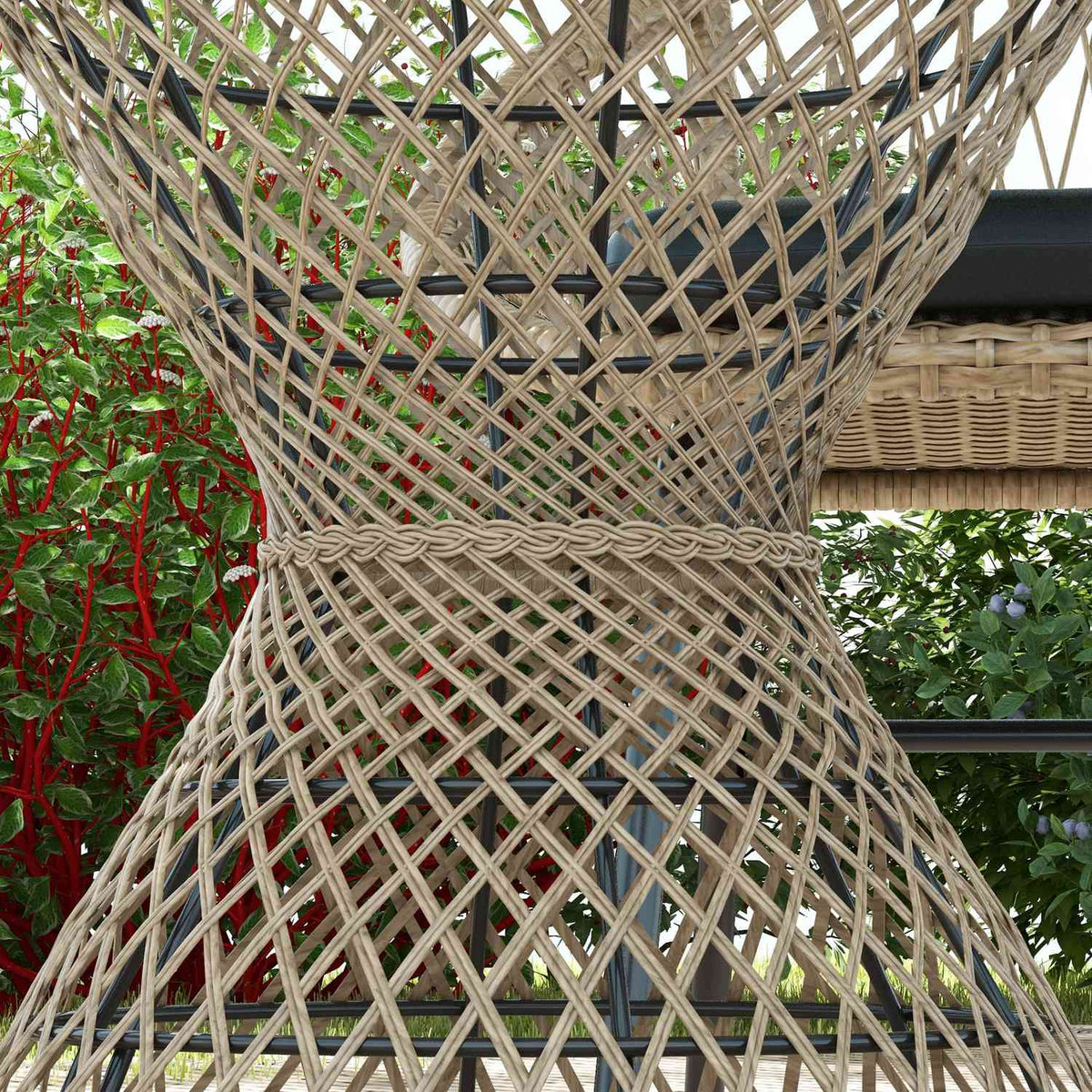 Side Table Rattan Garden Table, 45 X 45 Cm Coffee Table With Uv Protection, Balcony Table With Table Top Made Of Safety Glass, In Boho Design, Brown