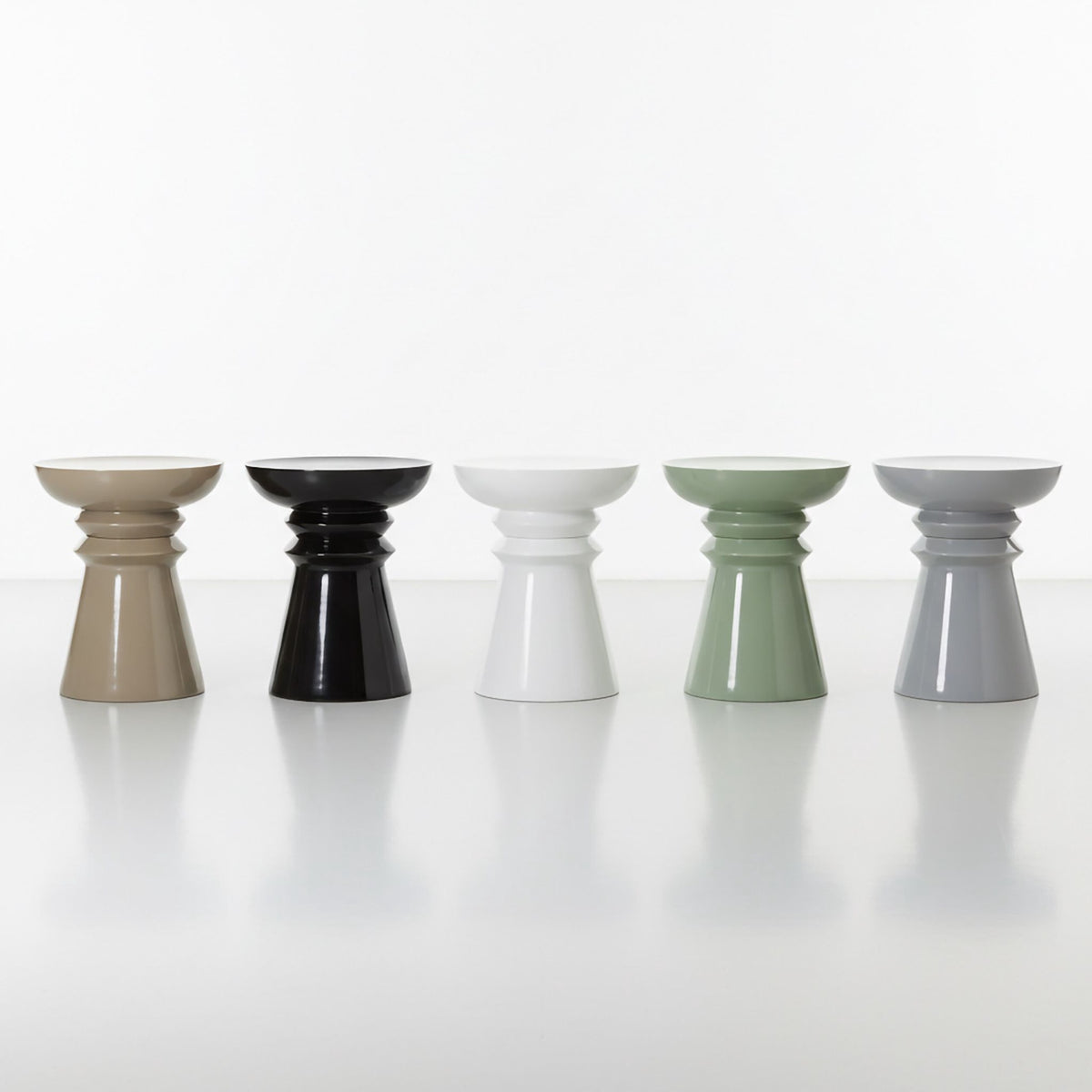 Side Table & Stool, Chess-Piece Silhouette Design