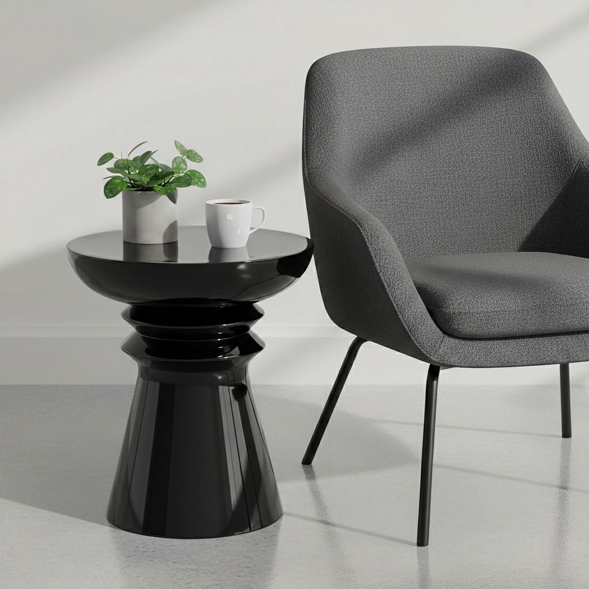 Side Table & Stool, Chess-Piece Silhouette Design