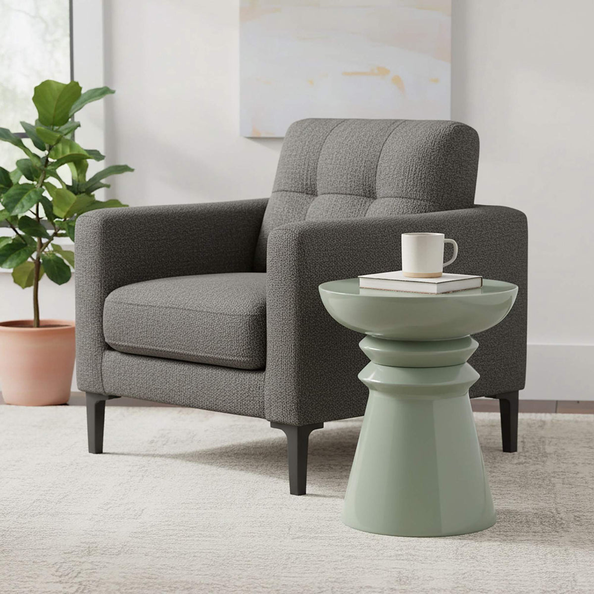 Side Table & Stool, Chess-Piece Silhouette Design