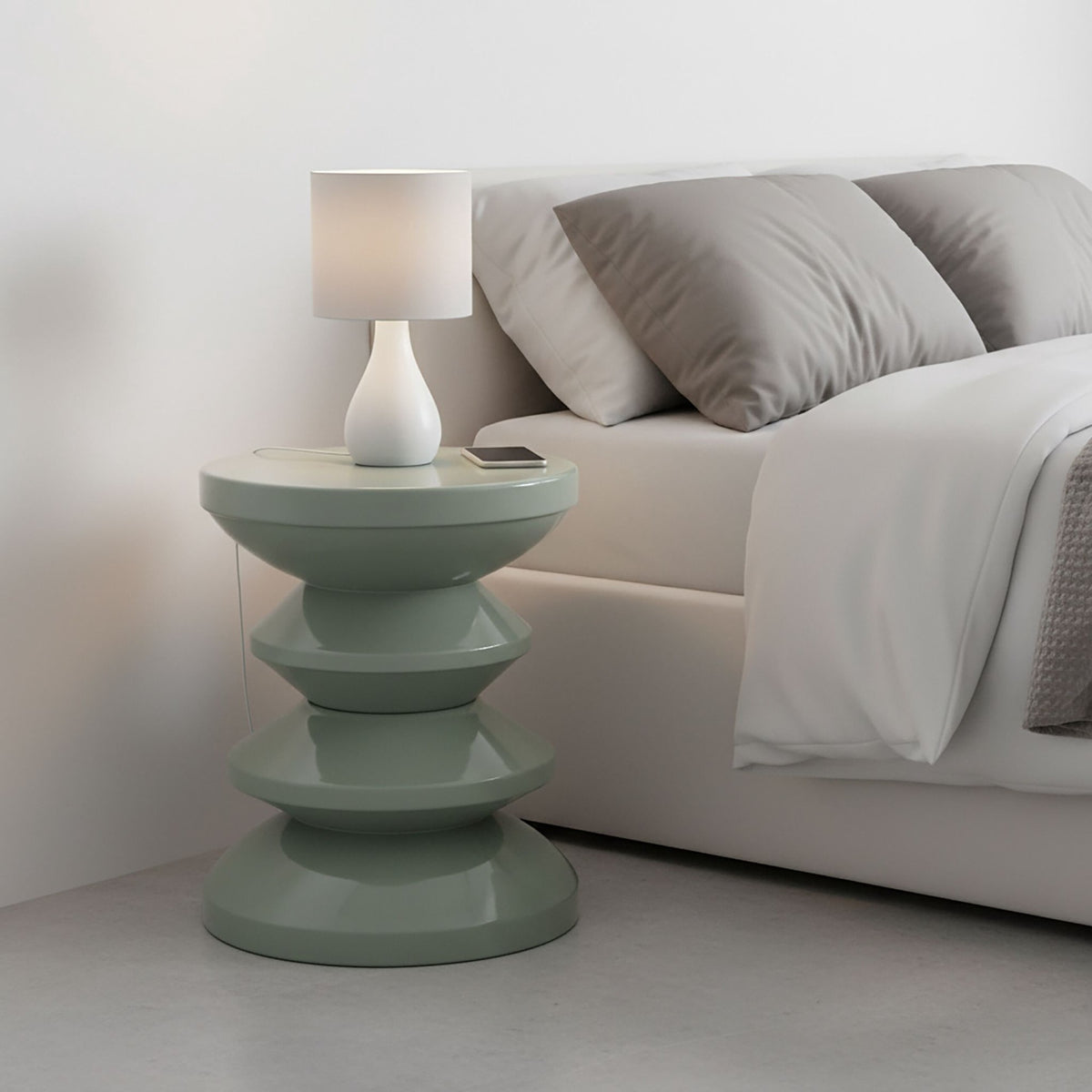 Side Table & Stool, Zigzag Design, 1960s–70s Style