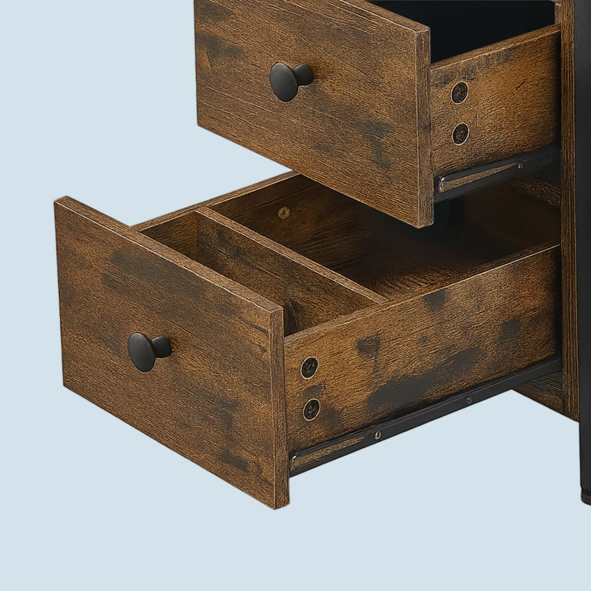 Side Table with Charging Ports, Drawers, and Shelves
