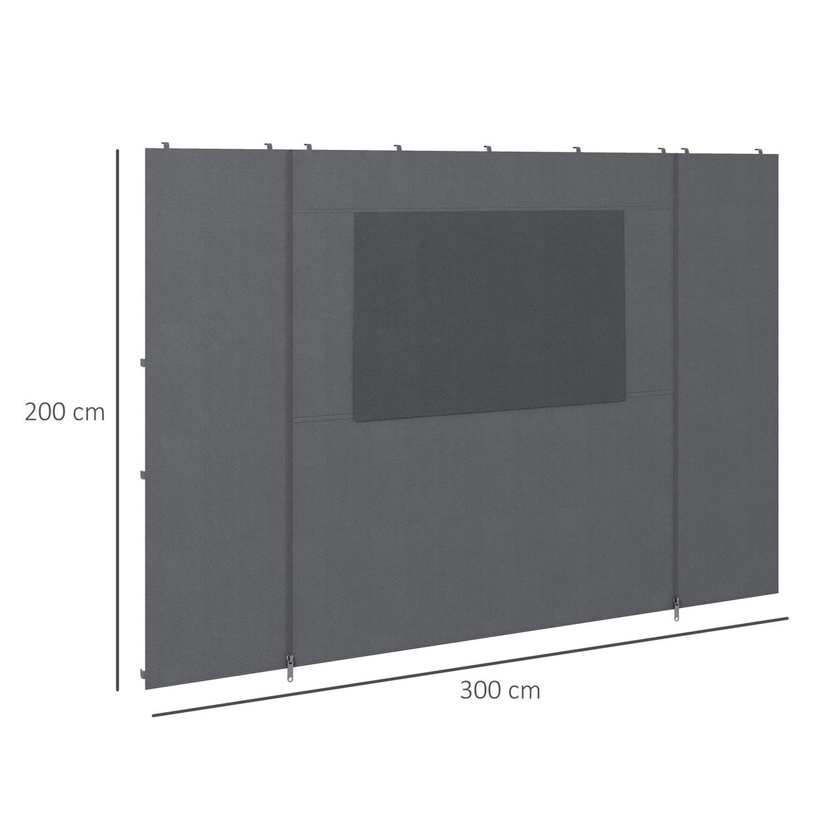 Side Walls Gazebo 2.95X2.95M Mesh Window Polyester Dark Gray 300X200Cm