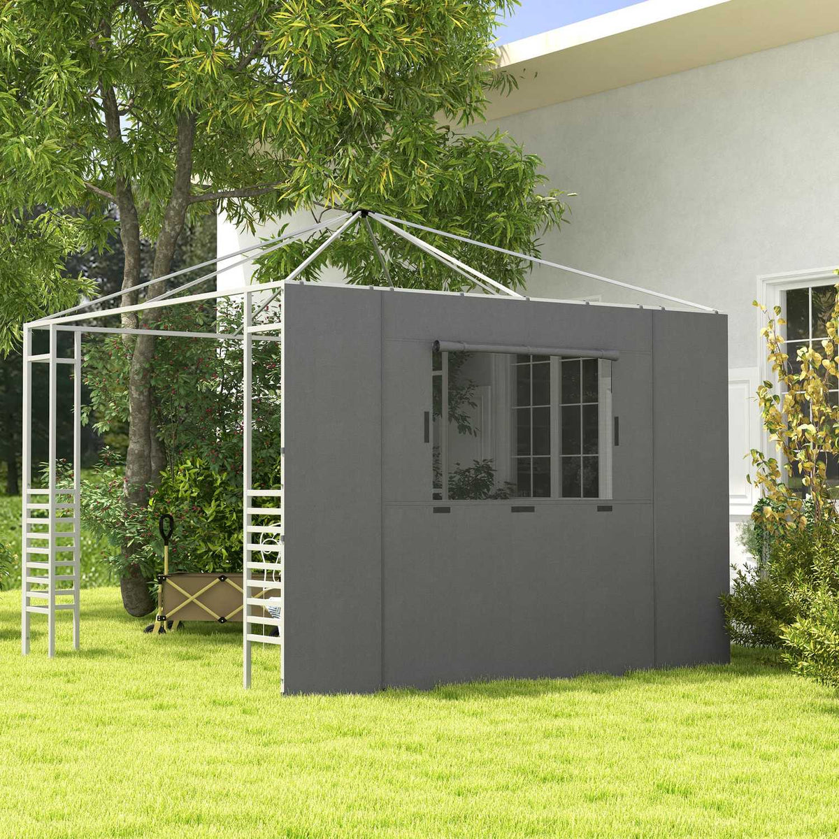 Side Walls Gazebo 2.95X2.95M Mesh Window Polyester Dark Gray 300X200Cm