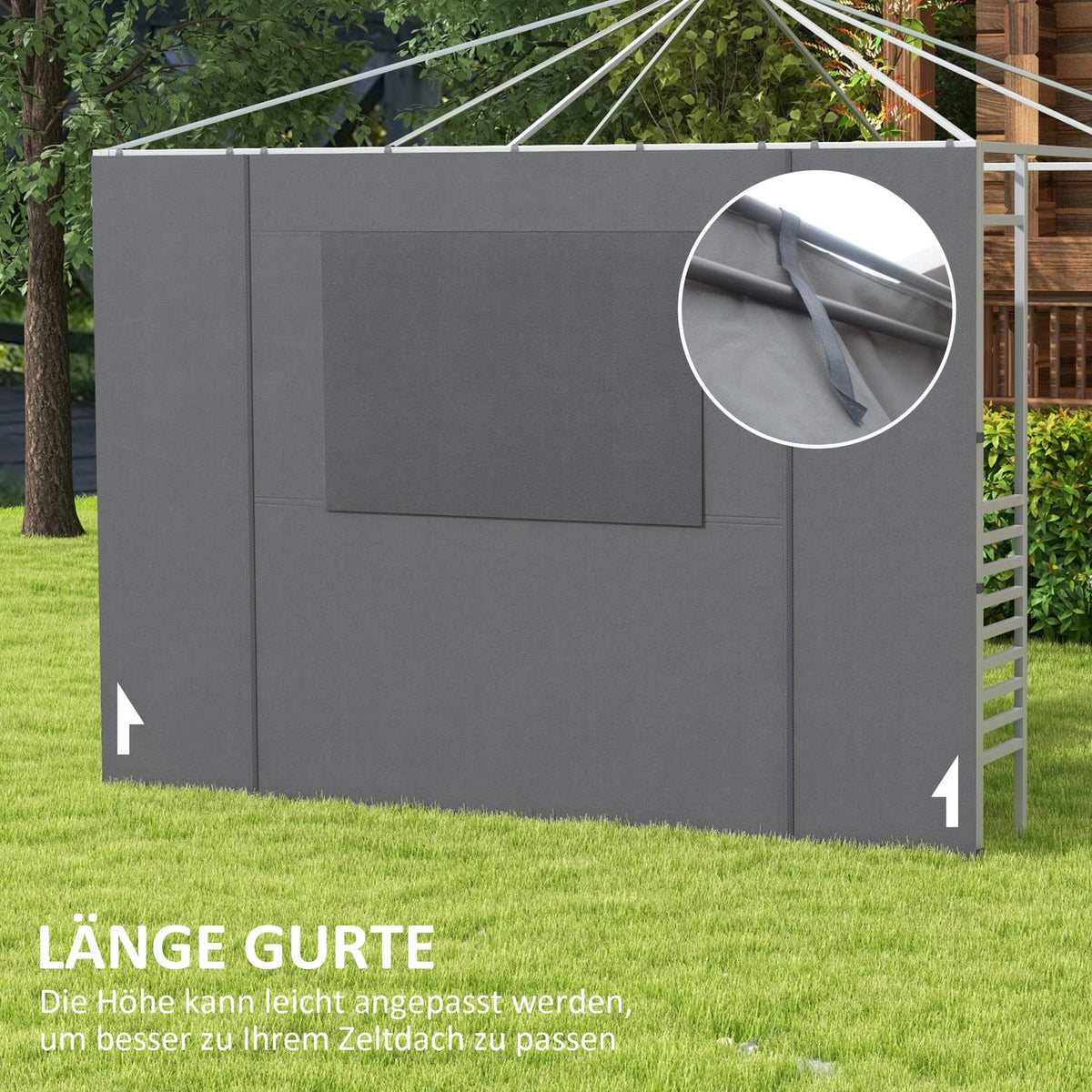 Side Walls Gazebo 2.95X2.95M Mesh Window Polyester Dark Gray 300X200Cm