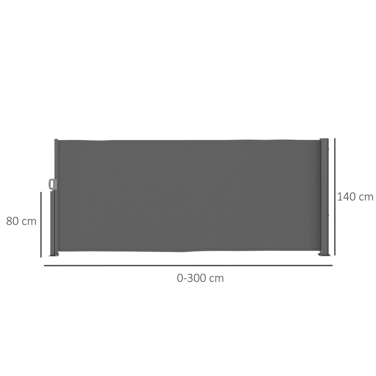 Side awning, extendable, opaque, privacy screen with wall bracket, coating, side wall awning, wall awning, wind protection, 300 x 140 cm, awning for balcony, terrace, garden, dark gray