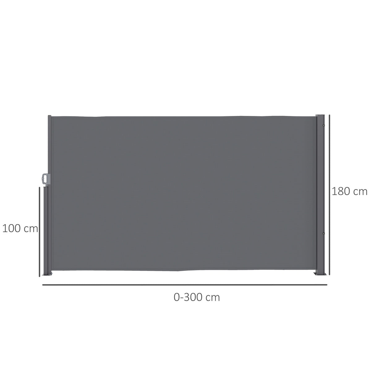 Side awning, extendable, opaque, privacy screen with wall bracket, coating, side wall awning, wall awning, wind protection, 300 x 180 cm, awning for balcony, terrace, garden, dark gray