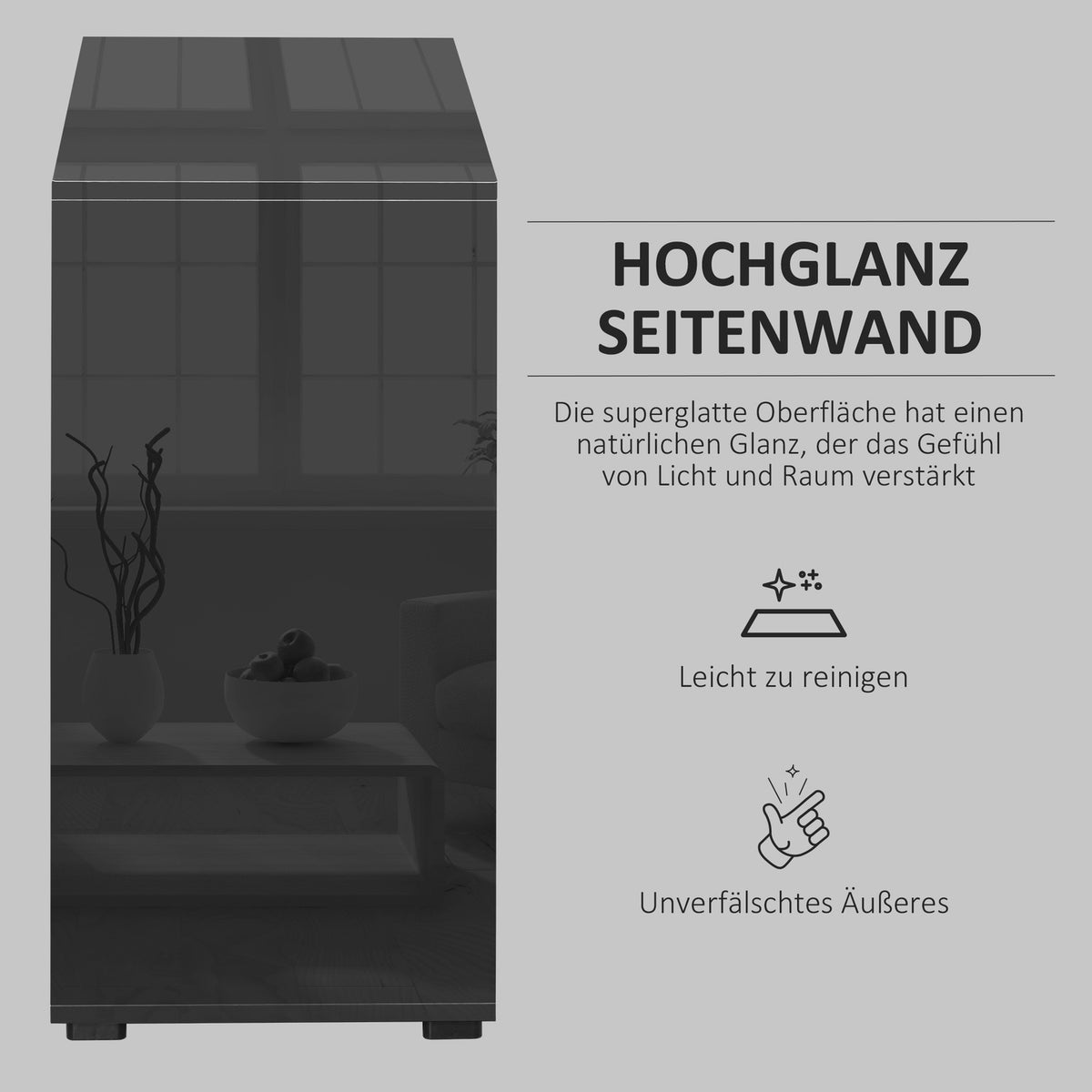Sideboard Black Storage Cabinet With 2 Drawers & 2 Doors, Tilt Protection, For Living Room/Bedroom, 117X36X74Cm