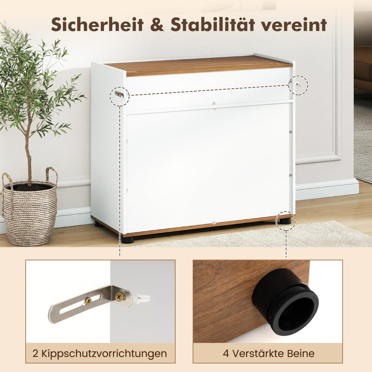 Sideboard Buffet Cabinet with Storage, White, 2 Doors