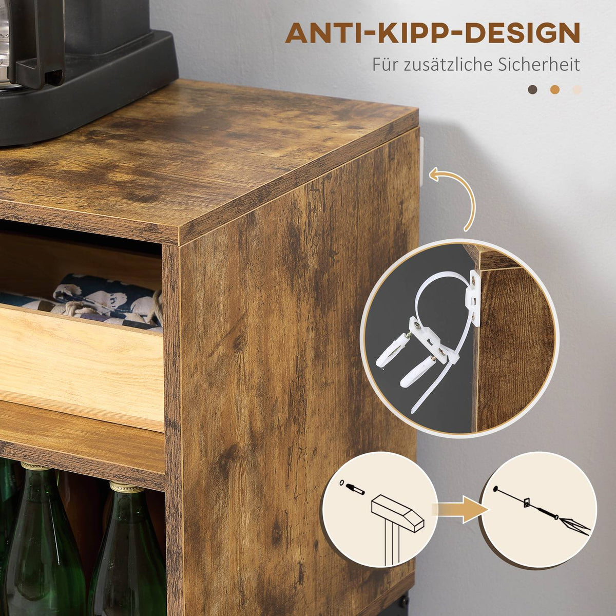 Sideboard With 6 Shelves Rustic Brown Industrial Design Storage Cabinet Dining Room Cabinet With Shelf