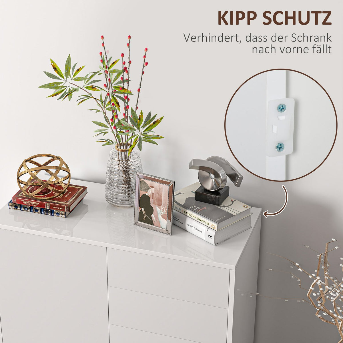 Sideboard storage cabinet with drawer, 2 push-click doors, kitchen cabinet with adjustable shelf, buffet cabinet for kitchen, living room 79x36x75 cm white