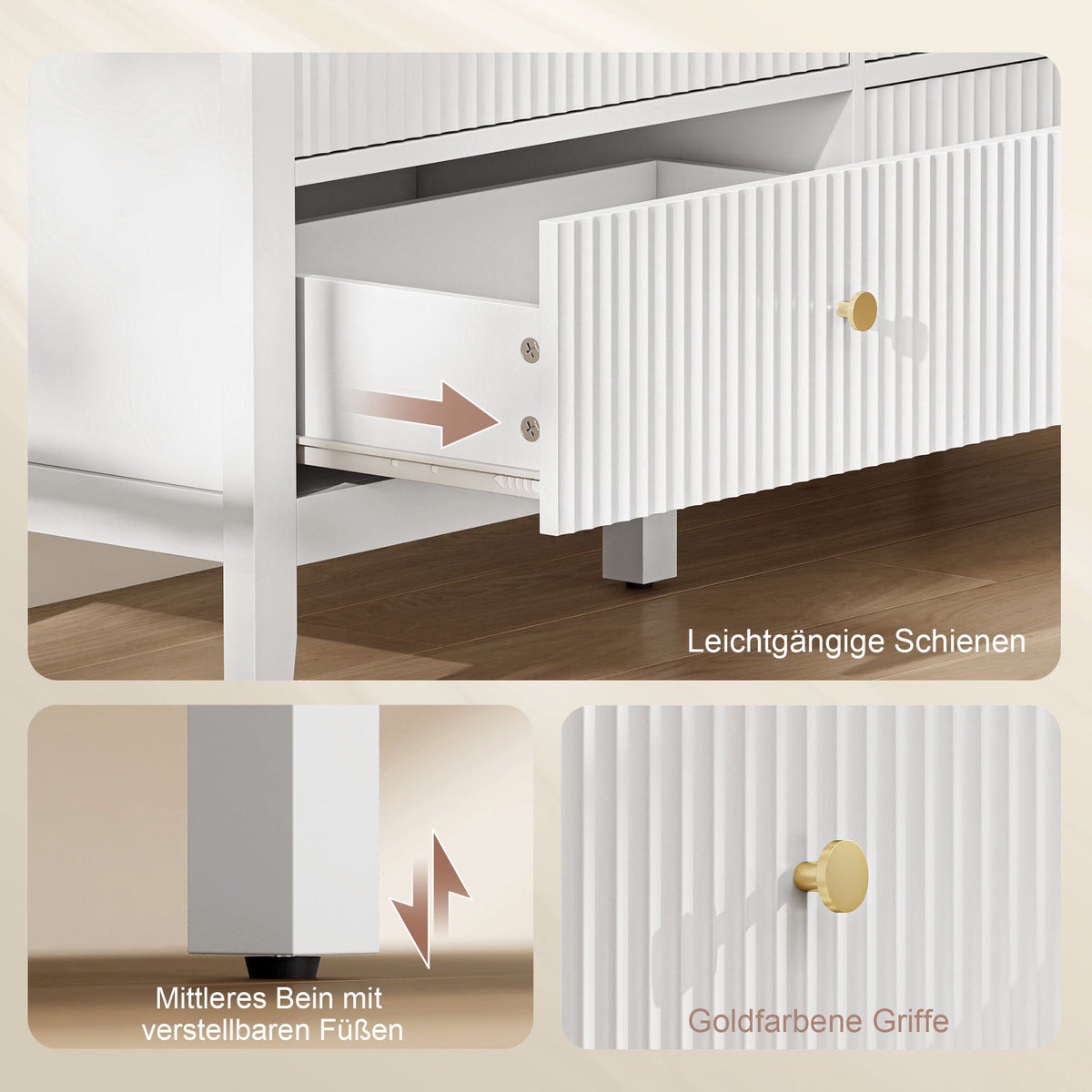 Sideboard with 6 Drawers, White, 100 x 40 x 78 cm