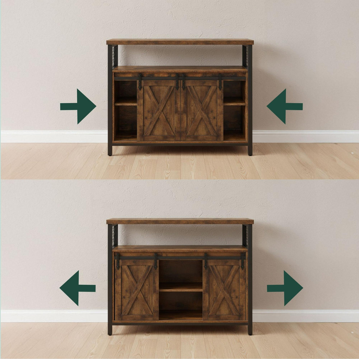 Sideboard with Sliding Barn Doors – Rustic Storage Cabinet