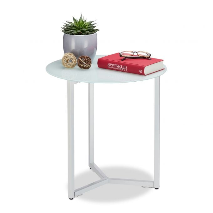 Side table around glass & metal