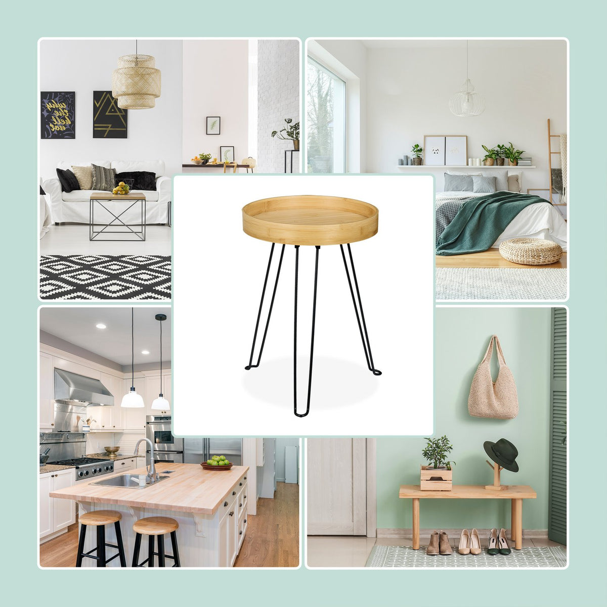 Side table bamboo & metal