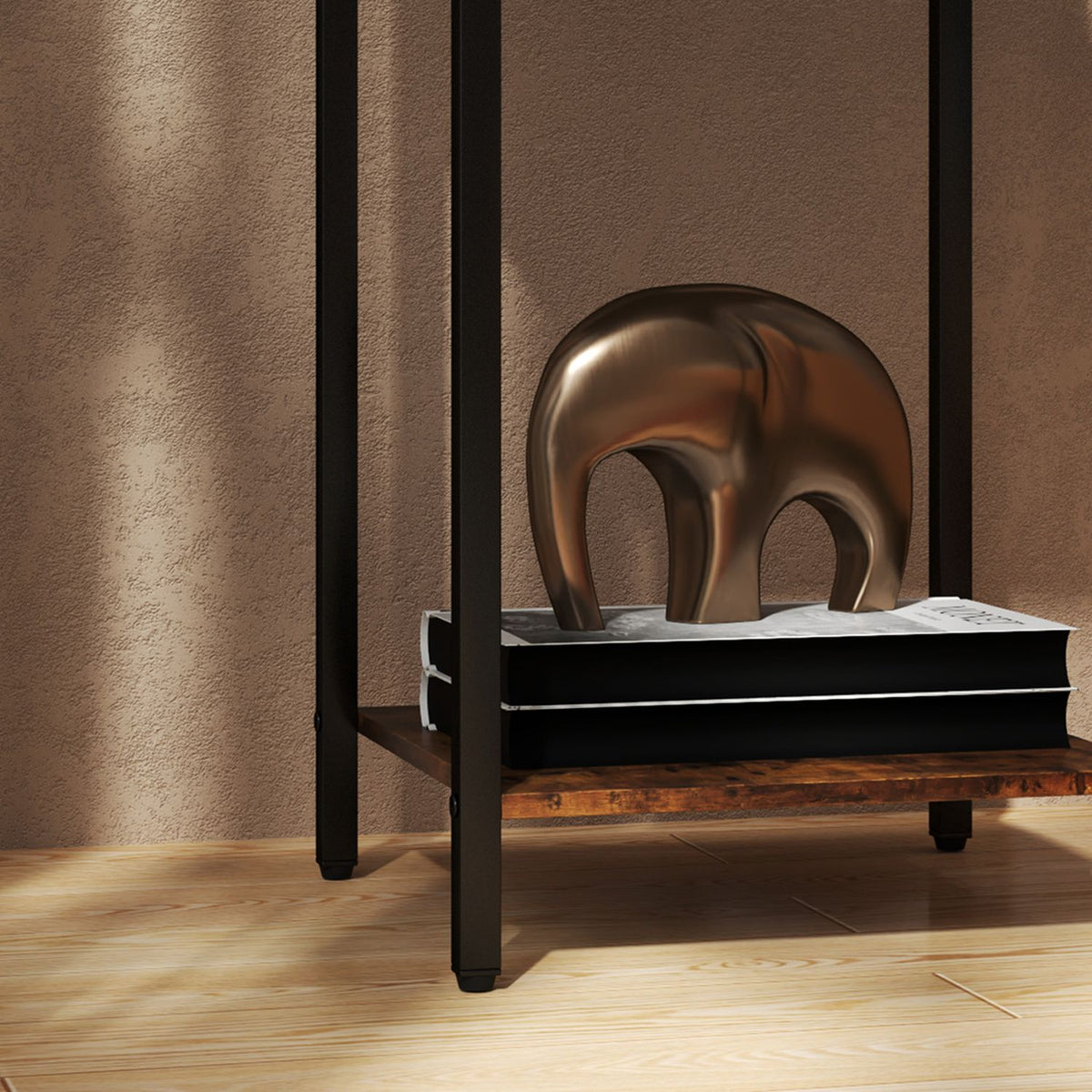 Side table, coffee table in industrial design, coffee table with steel frame, for living room, bedroom, 40 x 40 x 68 cm, rustic brown