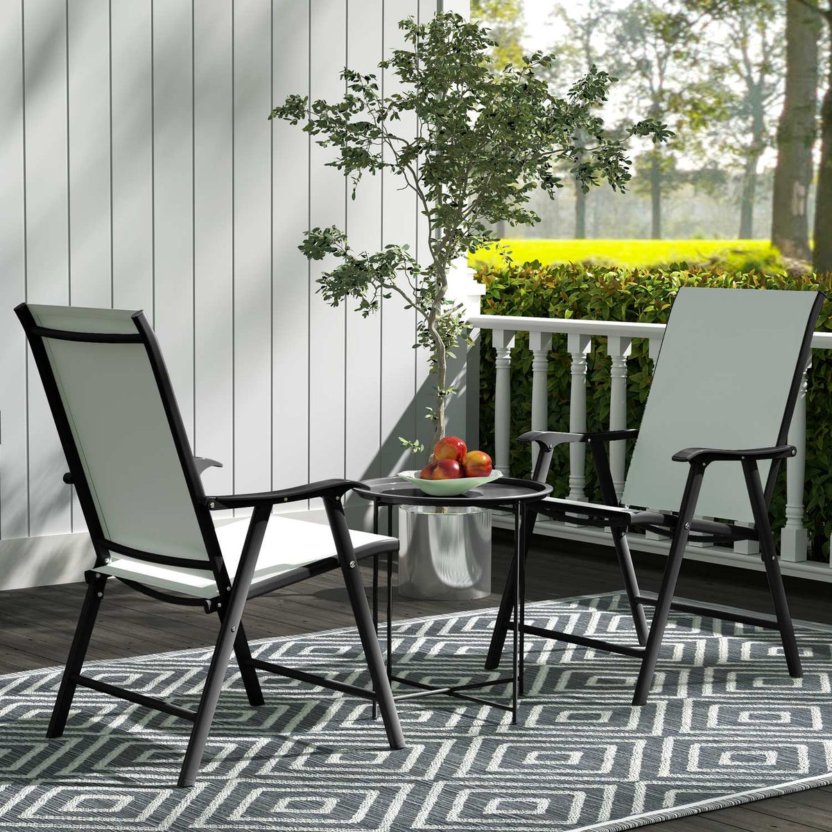 Side table, foldable garden table, diameter 46 x 50 cm, round, weatherproof, balcony table with folding table legs, camping table, folding table, coffee table for living room, office, outdoor, indoor, black