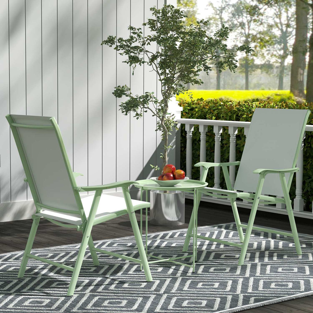 Side table, folding garden table, diameter 46 x 50 cm, round, weatherproof, balcony table with folding table legs, camping table, folding table, coffee table for living room, office, outdoor, indoor, green