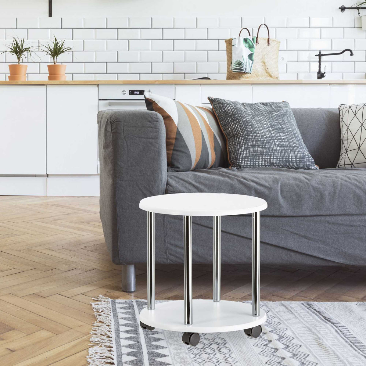 Side table rollable 2 levels