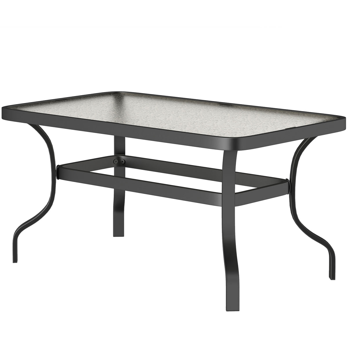 Side table tempered glass coffee table coffee table with wave design, rounded corner balcony table garden table sofa table tea table garden furniture for living room garden terrace balcony, 95x55 cm black