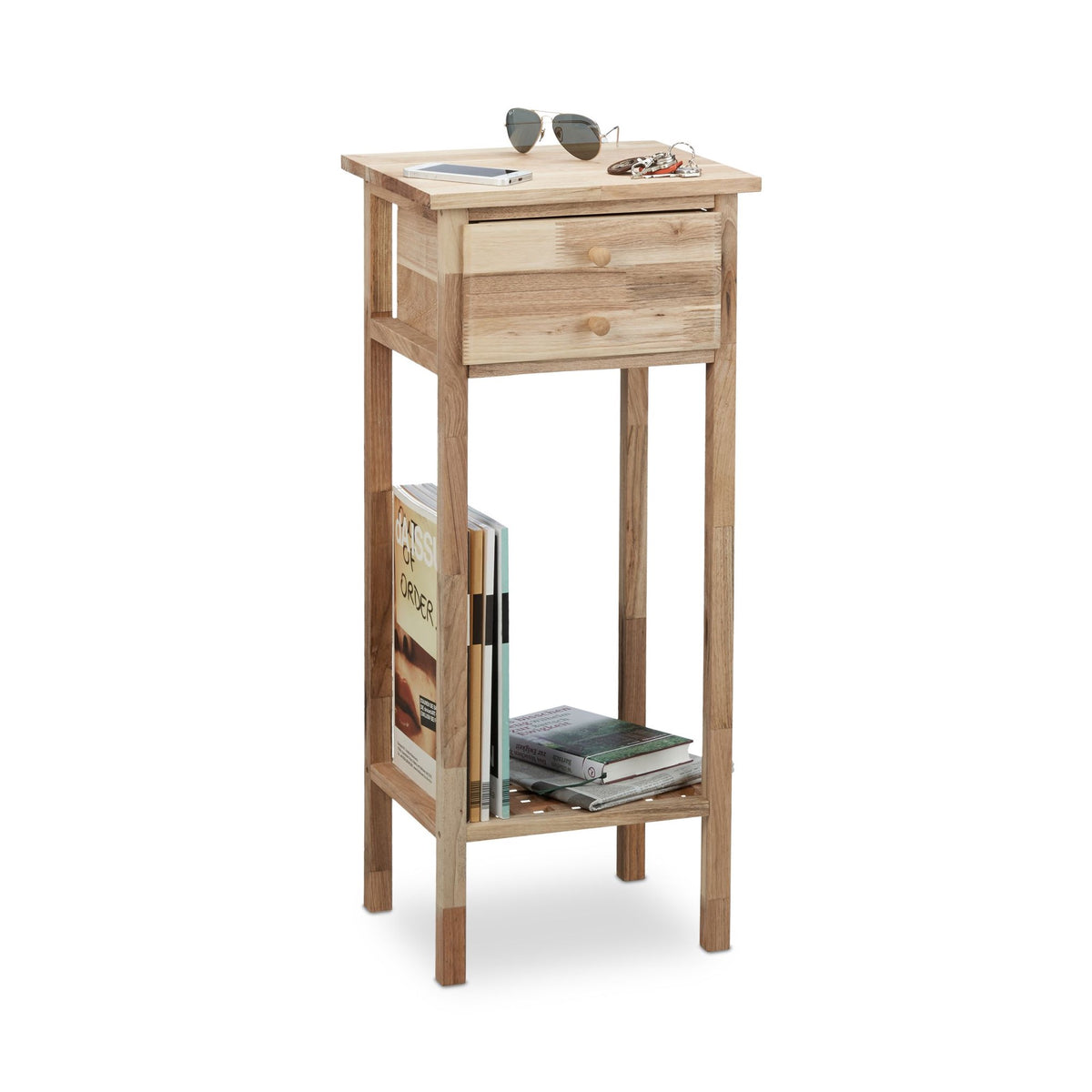 Side table walnut with drawer