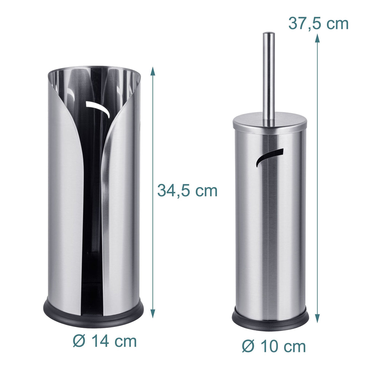 Silver Bathroom Set: Toilet Roll Holder & Brush