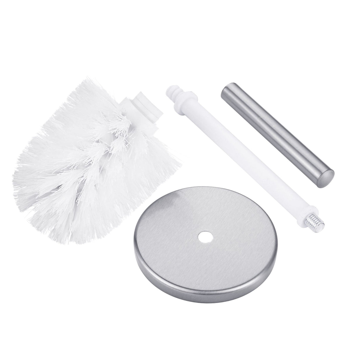 Silver Bathroom Set: Toilet Roll Holder & Brush