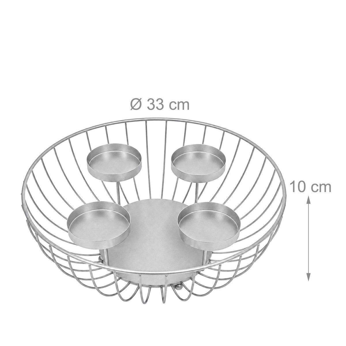 Silver Metal Advent Wreath Bowl – 33 cm Steel Holder