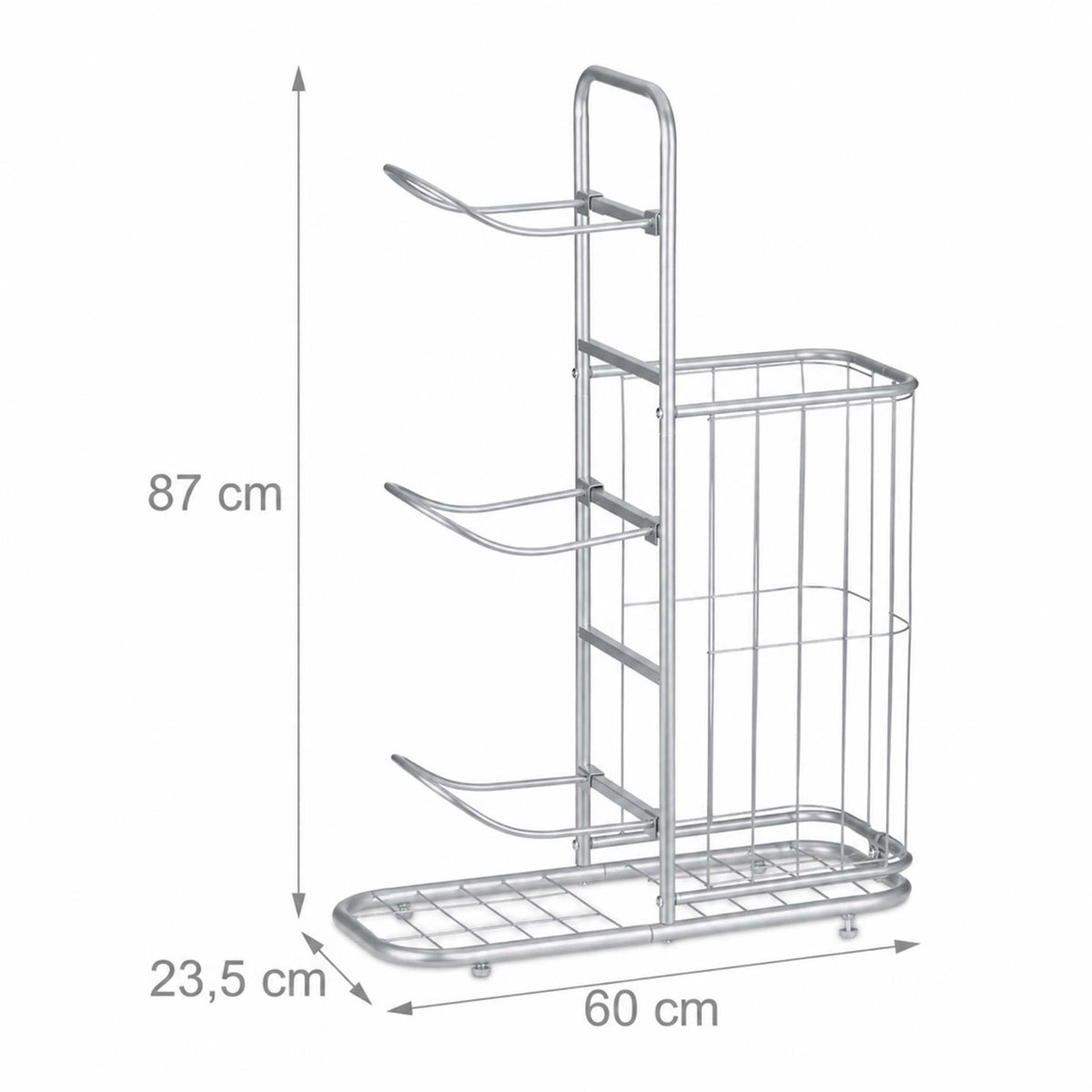 Silver Metal Ball Rack with 4 Shelves and Basket